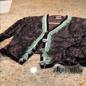 Invest in the Original Voyage Neiman Marcus Beaded Fringe Cardigan Jacket Top